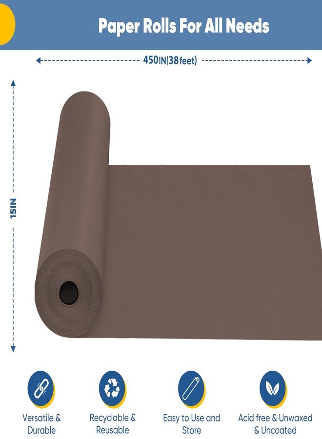 Donyang Chocolate Brown Wrapping Paper, 15"x450" Solid Color Dark Brown Art Craft Easel Bulletin Board Decorative Kraft Paper Roll, Birthday Father's Day Bouquet Flower Gift Wrap for Men Husband Dad - Image 2